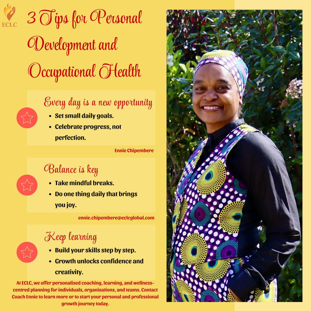 Today’s Wellness-Centred Work-Life Planning and Personal Management focus is on Personal Development and Occupational Health.

These two areas go hand in hand: when you grow, your work thrives, and when you take care of your health, your growth accelerates.

 🎯 Here are 3 simple