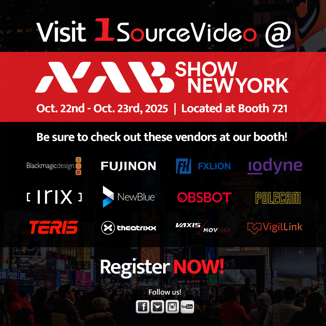 1sourcevideo's tweet image. NAB New York is right around the corner! Be sure to visit the 1SourceVideo booth and learn more about our wonderful vendors! Click the link below to register.
#NABNewYork #JavitsCenter #1SourceVideo #videoproduction #filmgear

tinyurl.com/y95tbfda