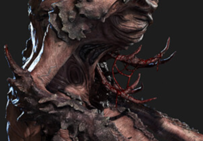 EZE3D's tweet image. Can someone explain 2:22 to 2:30 to me, the similarities are pretty sus.

To clarify the first image is a newly announced game trailer from a new studio, the other is an official model created for Dead by Daylight and Netflix by a good friend of mine.