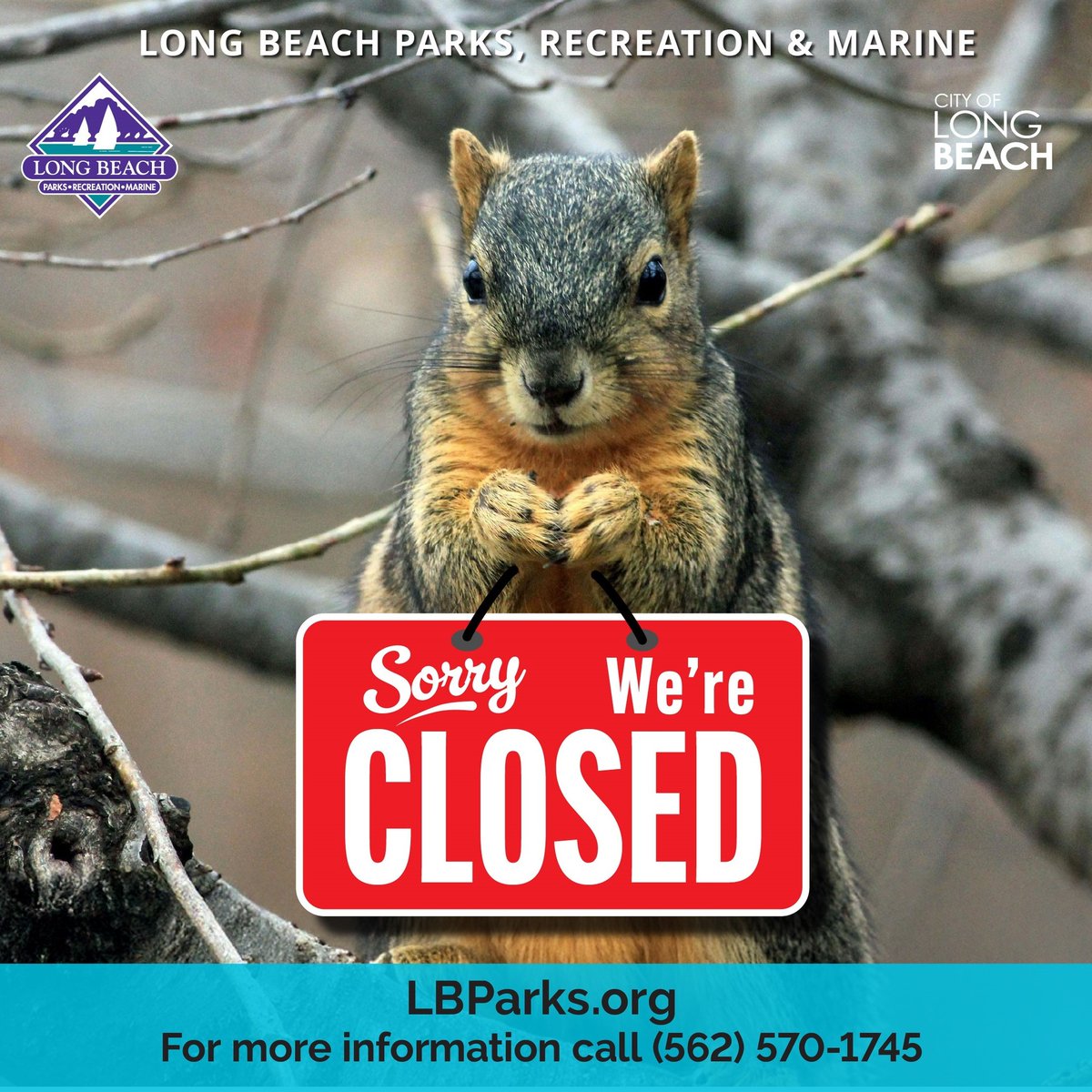 Park Update- The Nature Center trails and the Regional Park dog parks will remain closed today. The Visitors Center will be open from 8:30 am-4:00 pm. Please call (562) 570-1745 for updates on conditions. Thank you, Park Staff