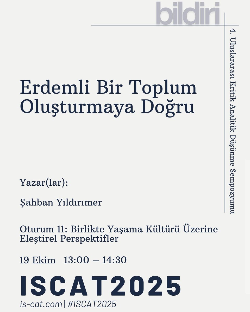 acaperspective's tweet photo. ISCAT2025 – Oturum 11
Birlikte Yaşama Kültürü Üzerine Eleştirel Perspektifler

Birlikte yaşamanın dini ve ahlaki boyutlarına ışık tutuyoruz.
İnanç, erdem ve toplumsal barışın kesiştiği noktalarda yeni düşünceler üretiyoruz.

#ISCAT2025 #Faith #BirlikteYaşama #AcademicPerspective https://t.co/hTx9HdFN0Z