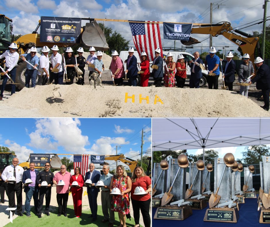 TCCIFlorida's tweet photo. Thornton Construction was honored to celebrate the groundbreaking of Hoffman Gardens Redevelopment Phase 2 alongside the Hialeah Housing Authority.
This next phase will deliver 43 new affordable housing units for seniors.

#BuildingBeyond  #Hialeah #Groundbreaking #Miami https://t.co/7gmsfBZ8CB