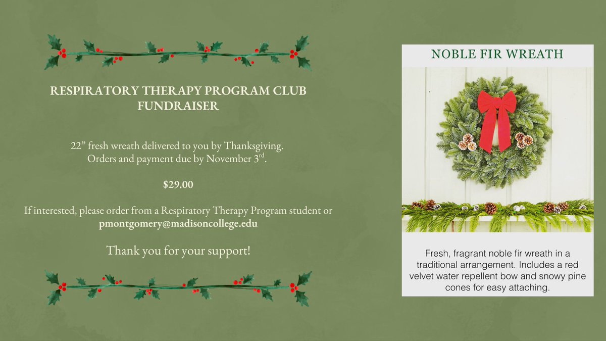 MadisonCollSOHS's tweet image. Check out an annual wreath sale that one of our instructors puts on every year!