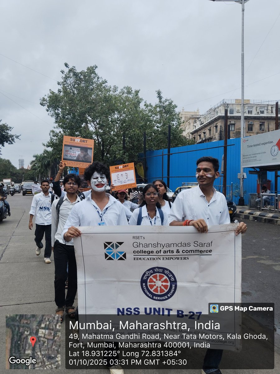 NSS_B27's tweet photo. 🇮🇳 JAI HIND!
The NSS Unit B-27 of Ghanshyamdas Saraf College of Arts &amp; Commerce proudly organized the Nasha Mukti Rally 2025 — spreading awareness for a healthier, addiction-free society 💪✨

Thanks and Regards,
NSS UNIT B-27 🌼 https://t.co/9fddorKA6O