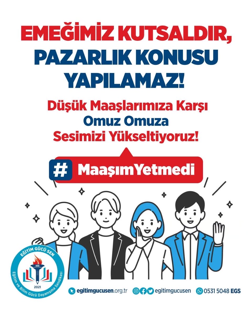 Enflasyon karşısında eriyen maaşlara dur deme zamanı! Eğitim çalışanları olarak insanca yaşayacak bir ücret talep ediyoruz. Bütçede sesimizi duyun! #MaaşımYetmedi
<a href="/RTErdogan/">Recep Tayyip Erdoğan</a>
<a href="/memetsimsek/">Mehmet Simsek</a>