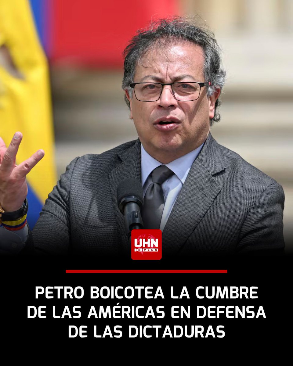 🇨🇴🇨🇺🇻🇪‼️ | ÚLTIMA HORA — Gustavo Petro anuncia que no asistirá a la Cumbre de las Américas en República Dominicana en “solidaridad” con las dictaduras de Cuba, Venezuela y Nicaragua, excluidas del evento por decisión del país anfitrión. 

El exguerrillero calificó las operaciones