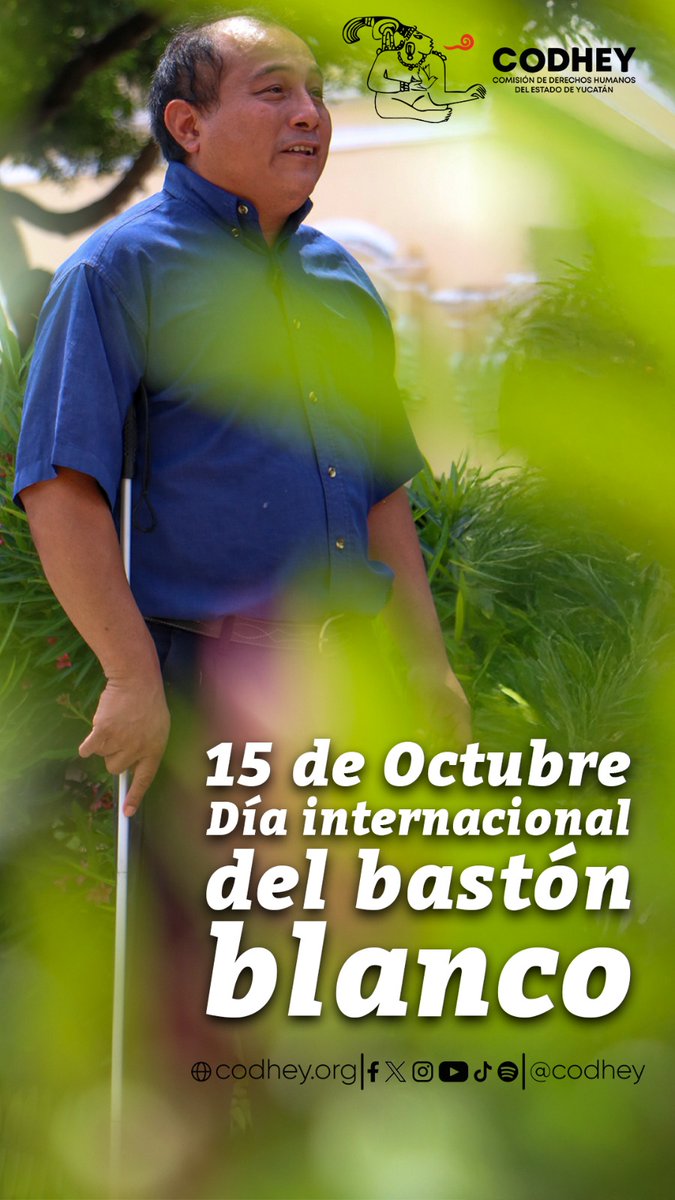🦯 Día Mundial del Bastón Blanco
Símbolo de inclusión y autonomía para personas con discapacidad visual.
🦯 ¿Para qué sirve? Detecta obstáculos y permite moverse con seguridad.

🤝 Respeta: no tomes el bastón, no grites y pregunta antes de ayudar.

#BastónBlanco #Inclusión