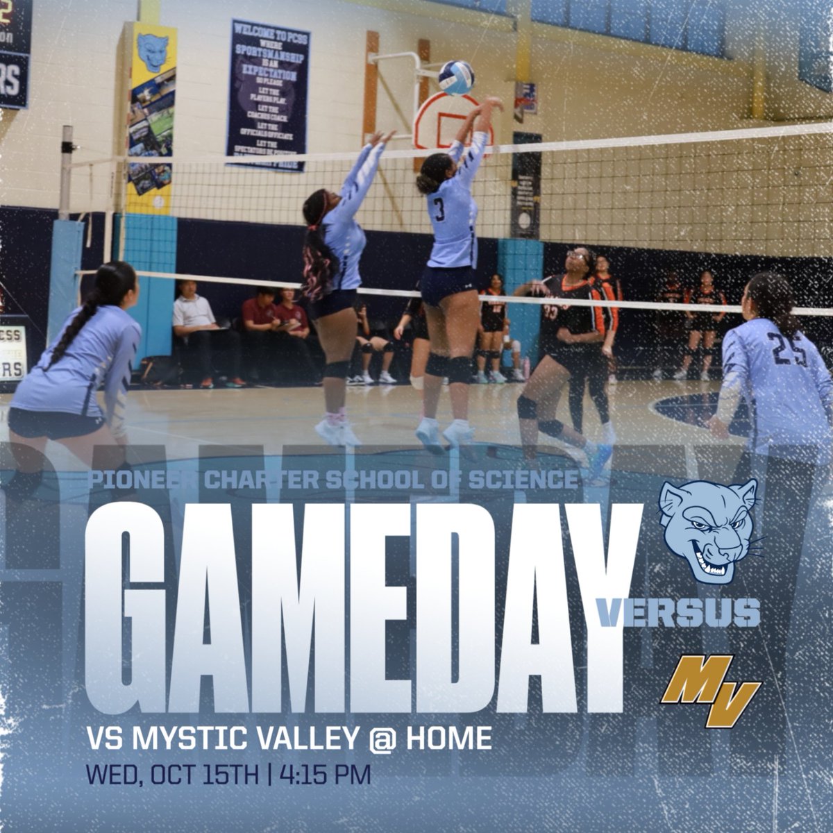 The Girls' JV Volleyball team will compete against Mystic Valley today at 4:15 PM with Varsity following at 5:30 PM. Be sure to show up and support!