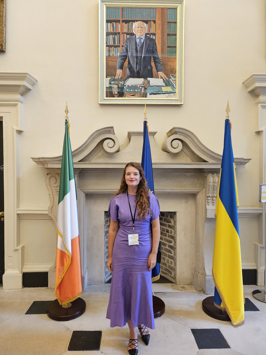 EmmaCDeSouza's tweet photo. At Leinster House to speak on extending presidential voting rights to Irish citizens outside the state, aptly standing below a portrait of President Higgins, a president I could not for. Let this be the last election that excludes Irish citizens from their full democratic rights. https://t.co/ovgXwhVAeF