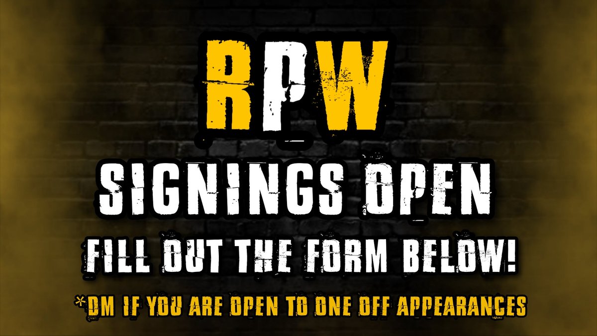Riot Pro Wrestling (@thisisriotpro) on Twitter photo ATTENTION! 
If you would like to JOIN THE RIOT then you can! Signings are now open for Riot Pro Wrestling! We are accepting Male, Female, & Tag Team Signings! (The Tag Division will be intergender)
Singles: 
docs.google.com/forms/d/e/1FAI…
Tag Team: 
docs.google.com/forms/d/e/1FAI… ATTENTION! 
If you would like to JOIN THE RIOT then you can! Signings are now open for Riot Pro Wrestling! We are accepting Male, Female, & Tag Team Signings! (The Tag Division will be intergender)
Singles: 
docs.google.com/forms/d/e/1FAI…
Tag Team: 
docs.google.com/forms/d/e/1FAI…