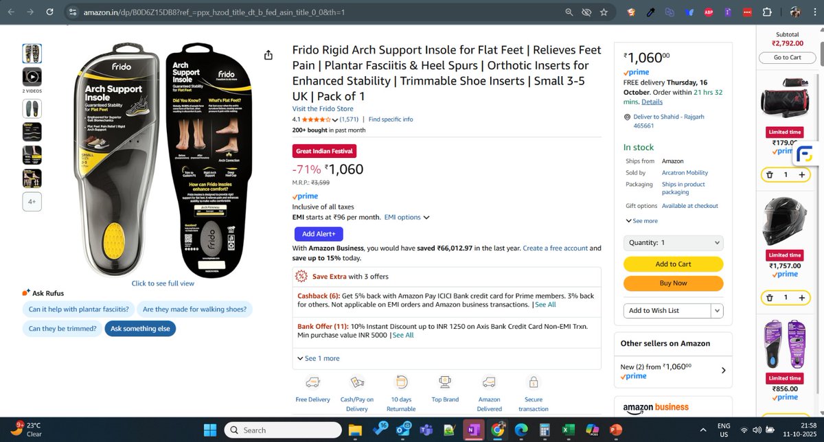 itsAli28's tweet photo. Hey @amazonIN @AmazonHelp This product was showing returnable on your website on 11th october when I placed an return request and now it suddenly became non-returnable? 

The insoles are too hard for me and I will not be able to use them. I have two pieces. Please return. https://t.co/i3me3PANrK