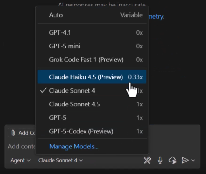 Pierce Boggan (@pierceboggan) on Twitter photo Claude Haiku 4.5 is now rolling out to <a href="/code/">Visual Studio Code</a> developers!
github.blog/changelog/2025… Claude Haiku 4.5 is now rolling out to <a href="/code/">Visual Studio Code</a> developers!
github.blog/changelog/2025…