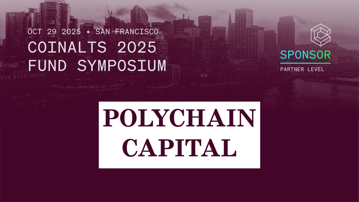 coinalts's tweet image. 🔥🚀 Excited to welcome @polychain as a sponsor for #CoinAlts 2025!

Empowering the blockchain ecosystem and investing in the next wave of crypto innovation. Meet the team Oct 29 SF 👉 coinalts.xyz

#DigitalAssets #CryptoVC #SFFundWeek