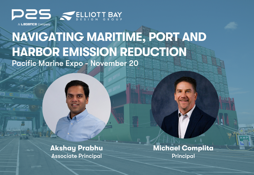 Mark your calendars! On Nov 20, P2S’s Akshay Prabhu joins EBDG’s Michael Complita at #PacificMarineExpo to discuss port electrification &amp; emission reduction. Don’t miss it! bit.ly/48sjA1R
