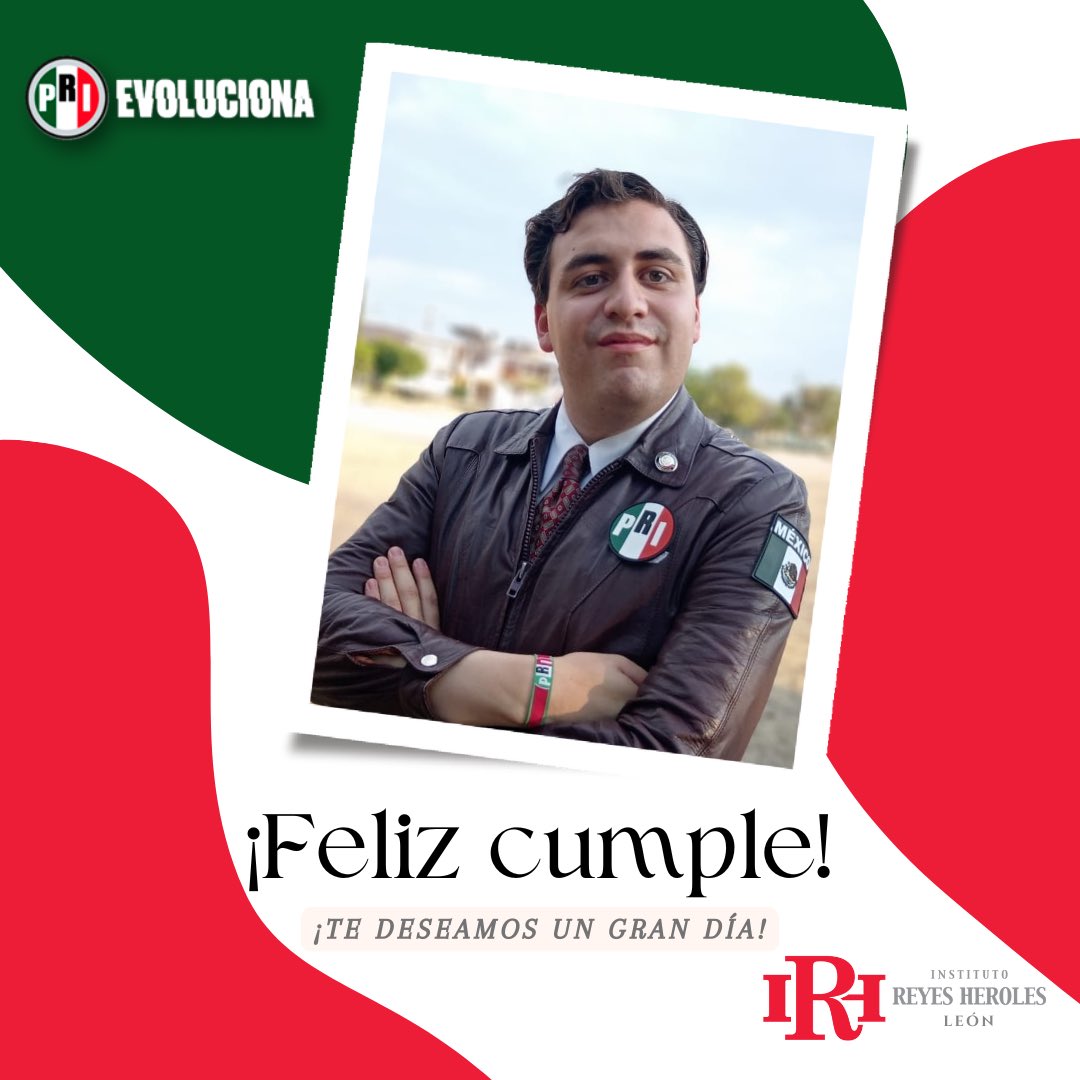 Instituto Jesús Reyes Heroles filial León (@irh_leon) on Twitter photo 🎉 ¡Feliz cumpleaños, Adán Ruiz! 🎉
Extendemos una felicitación con aprecio a nuestro Secretario de Organización del <a href="/IRHGuanajuato/">Instituto Reyes Heroles Filial Guanajuato</a>, te deseamos un gran día lleno de éxito y alegría.
¡Muchas felicidades! 🔴⚪🟢
#SomosReyesHeroles #PRILeón #IRHGuanajuato 🎉 ¡Feliz cumpleaños, Adán Ruiz! 🎉
Extendemos una felicitación con aprecio a nuestro Secretario de Organización del <a href="/IRHGuanajuato/">Instituto Reyes Heroles Filial Guanajuato</a>, te deseamos un gran día lleno de éxito y alegría.
¡Muchas felicidades! 🔴⚪🟢
#SomosReyesHeroles #PRILeón #IRHGuanajuato
