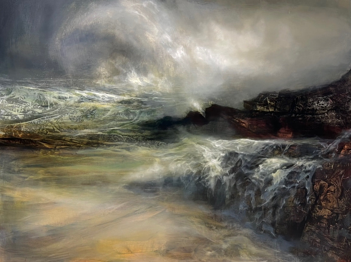 Sea spray, Stoer. 91cm x 122cm. On show soon as part of my solo exhibition “Sea, Salt and Stone” at the Annan Gallery in Glasgow.