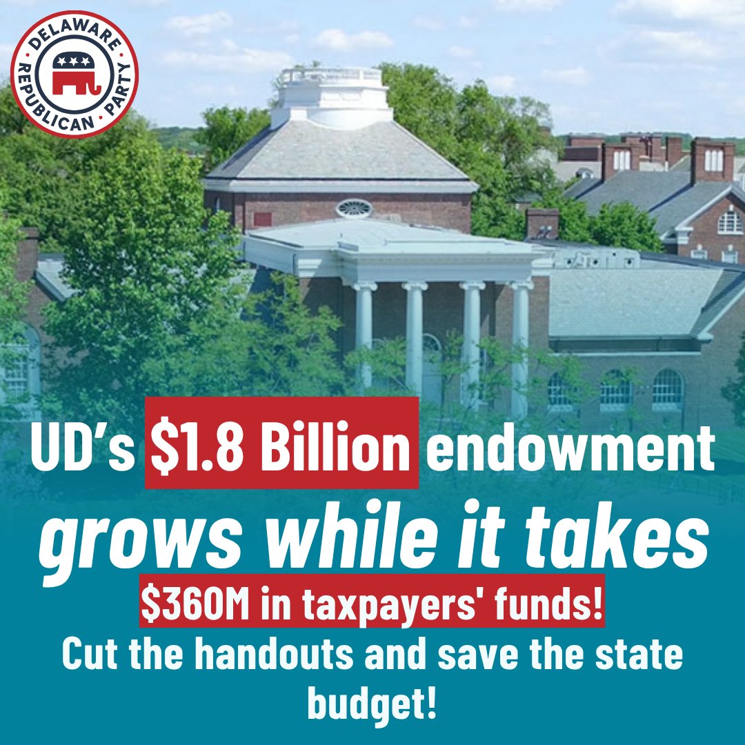 The University of Delaware is hoarding a $1.84B endowment while pocketing $360M in taxpayer funds over two years—$150M annually from the state budget and $60M for construction, all while Delaware faces a looming $407.7M deficit! Lawmakers must stop shielding UD’s tax-exempt