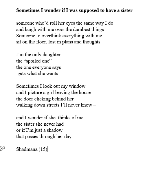 KateClanchy1's tweet image. Shadmana is 15 and living in Afghanistan. She wonders if she is 'spoiled' and how it would be to walk down the street.