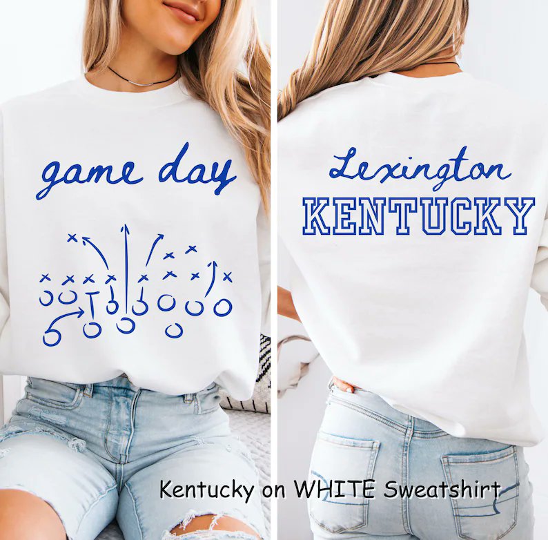 byhappygolicky's tweet image. 💙 SALE ALERT! UK Wildcats Game Day Sweatshirt – Cheer on Big Blue Nation in style! Now $25 (was $50) – 50% OFF. Sale ends in 2 days!

⭐ 5⭐ | Ships from Kentucky | Classic UK Blue, White &amp;amp; Heather Gray
🔗 etsy.com/listing/432091…
#UKWildcats #GameDayStyle #BigBlueNation