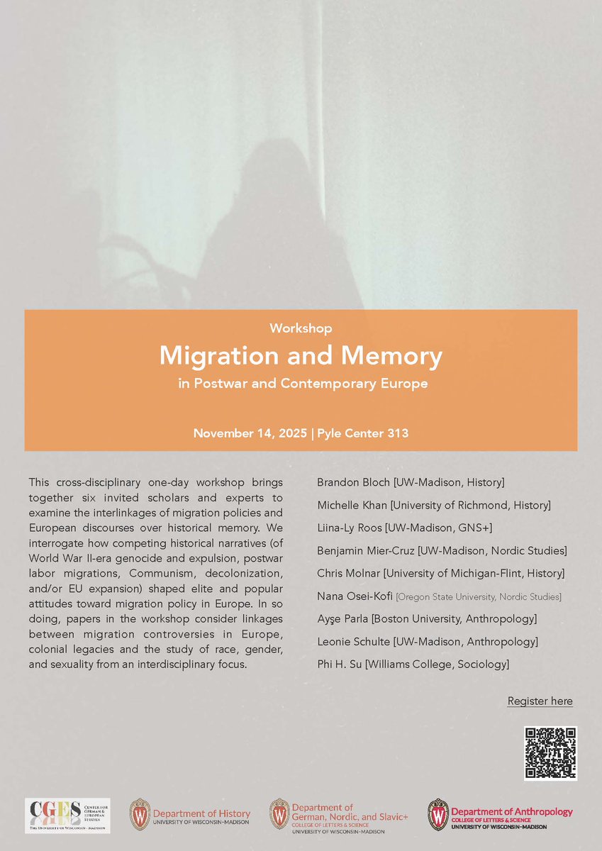 Join us to hear about the interlinkages of migration policies and European discourses from our very own Benjamin Mier-Cruz, Liina-Ly Roos, and Leonie Schulte!
Beginning at 9:00 a.m. on November 14th at 313 Pyle Center.