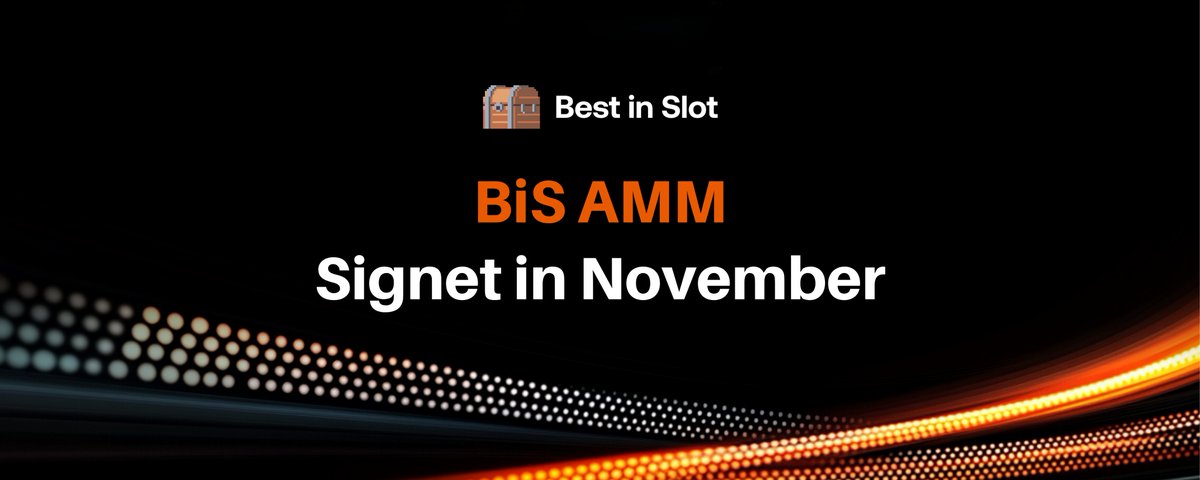 BiS AMM coming to Bitcoin signet in early November

The first sequencer-powered DeFi dapp for BRC2.0 ⚡️

✅ On-chain liquidity and fast trades for all BRC20
✅ Instant swaps
✅ 100% non-custodial, no multi-sig
✅ Up to 20,000 trades in 1 Bitcoin block
✅ No MEV