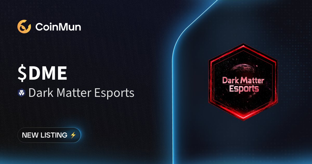 ⚡️ New Listing <a href="/DarkMatEsports/">DME | Game & Trade</a> ⚡️ 

$DME Dark Matter Esports is now listed on CoinMun.

Market Cap: $32,015

 🚀 Discover here: coinmun.com/coins/dark-mat…
   
#NewListing #CoinMun #Cronos #Crypto
