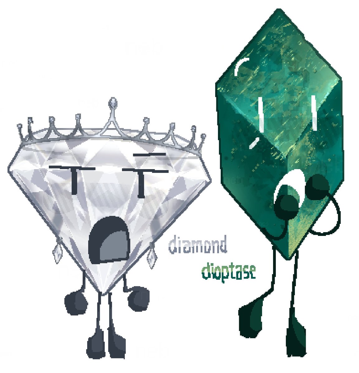 REDESIGNING RUBY'S SISTERS PART 5: DIAMOND AND DIOPTASE #osc #objectshow #bfdi #bfdia Hello 💎 💎