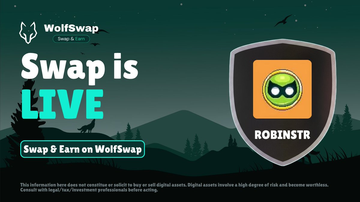 wolfswapdotapp's tweet image. 🚨 FLASH NEWS 🚨
- $ROBINSTR ( @TheLionStrategy )
Is now whitelisted on @wolfswapdotapp and eligible for mystery box wins with trades of $10 or more!
🐺 Trade and Earn now only on wolfswap.app, where every trade is a winning one!