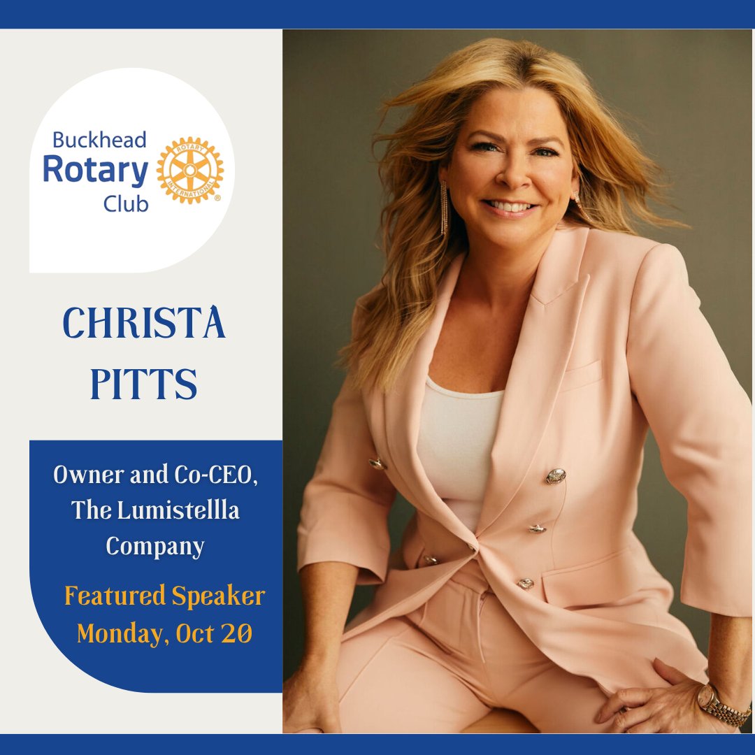 📣 This Monday, Oct 20 at 12:15 PM, we welcome Christa Pitts, Co-CEO of The Lumistella Company, the brand behind <a href="/elfontheshelf/">elfontheshelf</a>.

Hear how she built a global legacy—this is a meeting you’ll want to attend and a great chance to bring a guest!