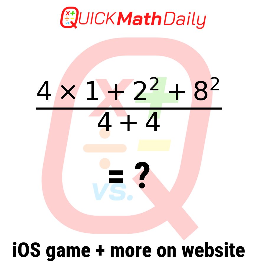 QuickMathDaily's tweet image. 🚦Math Speed Challenge: Can You Solve It? 🏃♂️💨
Type Your Answer in the Comments!👇
See more on QuickMathDaily.com 👀 ✅