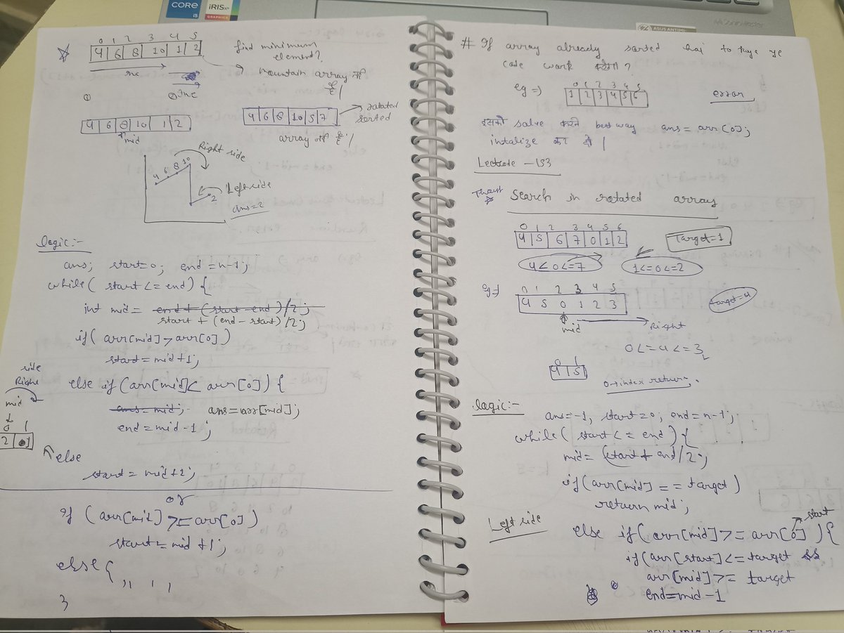 ShivamVerm11983's tweet image. Day 10 of #DSA in #CPP with @rohit_negi9 Sir:
Today I learned about Rotated Arrays using Binary Search and practiced two classic problems on LeetCode:
🔹 Find Minimum in Rotated Sorted Array
🔹 Search in Rotated Sorted Array
#180DaysOfCode #DSA #CPP #LeetCode