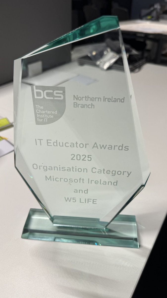 It was an honour that the partnership of <a href="/MicrosoftIre/">Microsoft Ireland</a> and <a href="/W5_LIFE/">W5 LIFE</a> were awarded the BCS Northern Ireland - The Chartered Institute for IT  IT Educator Award (Organisation Category) last night 🥳 for our work on #MSDreamSpace