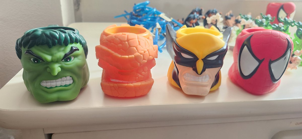 Apollokid3000's tweet photo. I freaking loves these cups. Hulk, The Thing, Wolverine, and Spider-Man!!!
#fleamar https://t.co/jpJq6tmPMC