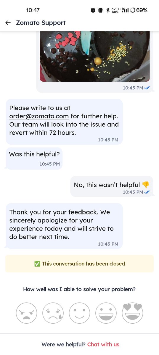 shre_yaa__'s tweet photo. Full on scam on @zomato
I ordered dark chocolate cake from @zomato and they delivered a totally different cake which also had spillage issue and had no resonance with the cake I ordered there customer support didn't even gave a solution &amp; the restaurant didn't answer. #Trending https://t.co/cIDPSOfllx