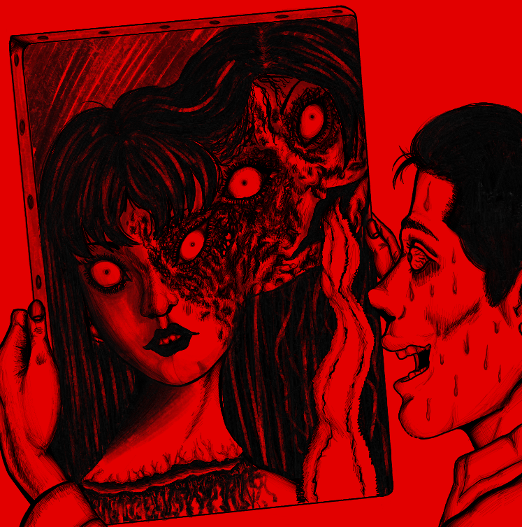 Monstoredd's tweet photo. Redrew a panel from Tomie by Junji Ito. I don't know if I did good but I'm HOPING so - Took me around 4 hours.

 [ #monstoredart | #digitalart ] https://t.co/G6WWTpF9Cy