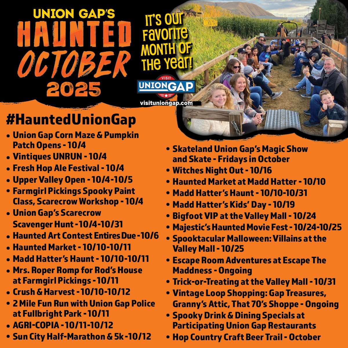 #SmallTownTourismChat a5 - we try to give writers a plethora of things to write about - from haunted houses to mazes to fundraising events!