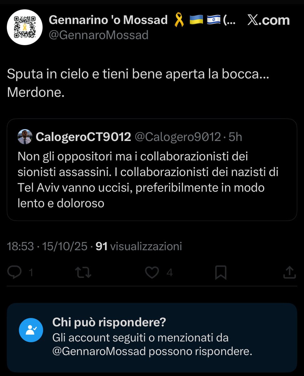 Calogero9012's tweet image. Il cacasotto succhiacazzi sionista evita che gli si risponda