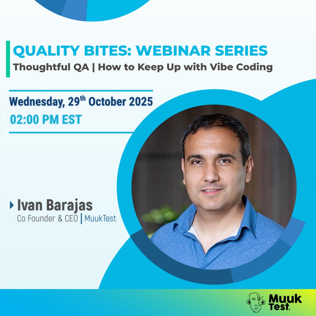 #AI tools like Cursor and Copilot make coding fast ⚡
But keeping quality in sync? That’s the real challenge.

Join <a href="/ibarajasvargas/">Ivan Barajas Vargas</a>, CEO of MuukTest, to explore how thoughtful #QA keeps pace with AI and #vibecoding   

Register here: us06web.zoom.us/webinar/regist…  
 
#SoftwareQuality