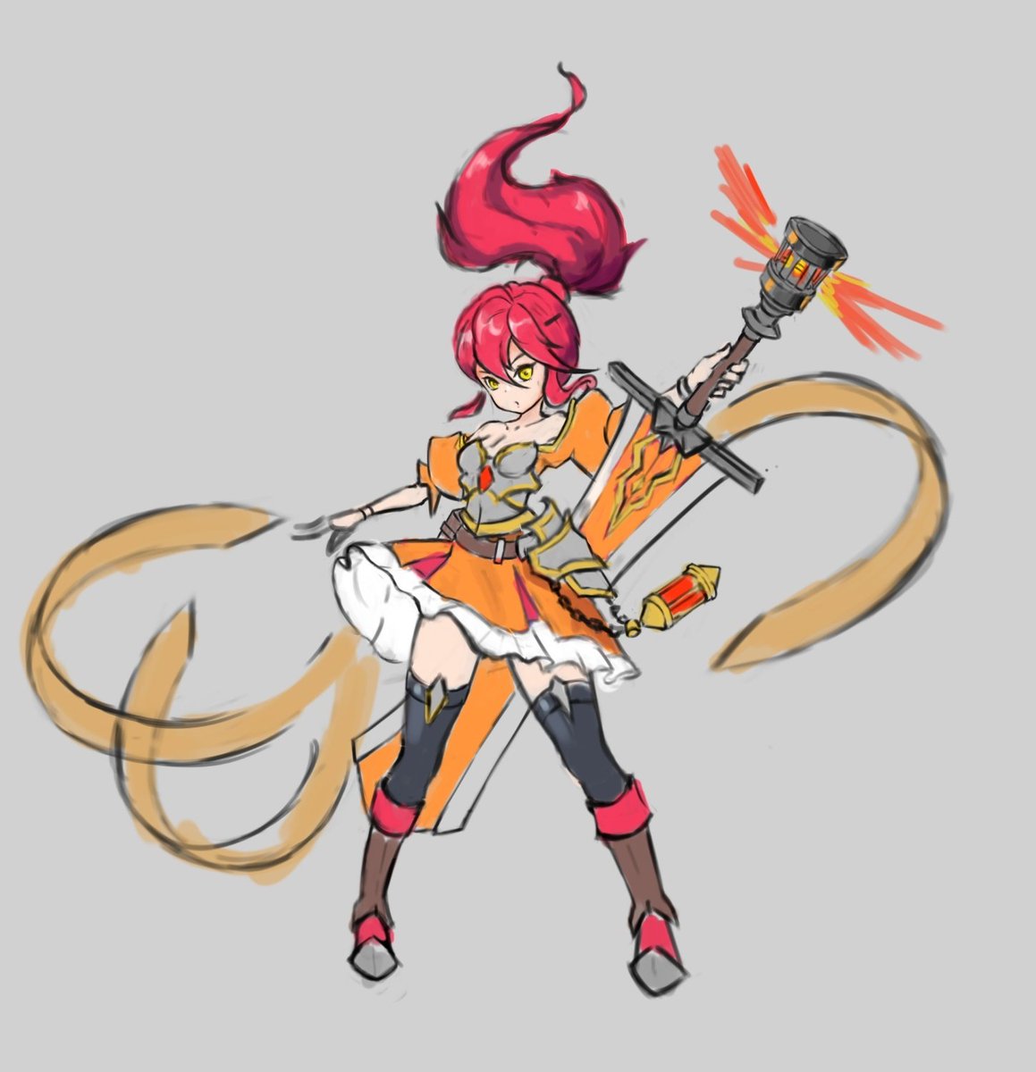 artjin9155's tweet photo. #illustration
#art
#イラスト
#charactor
I'm drawing a flame female knight. https://t.co/ye5CnAd72t