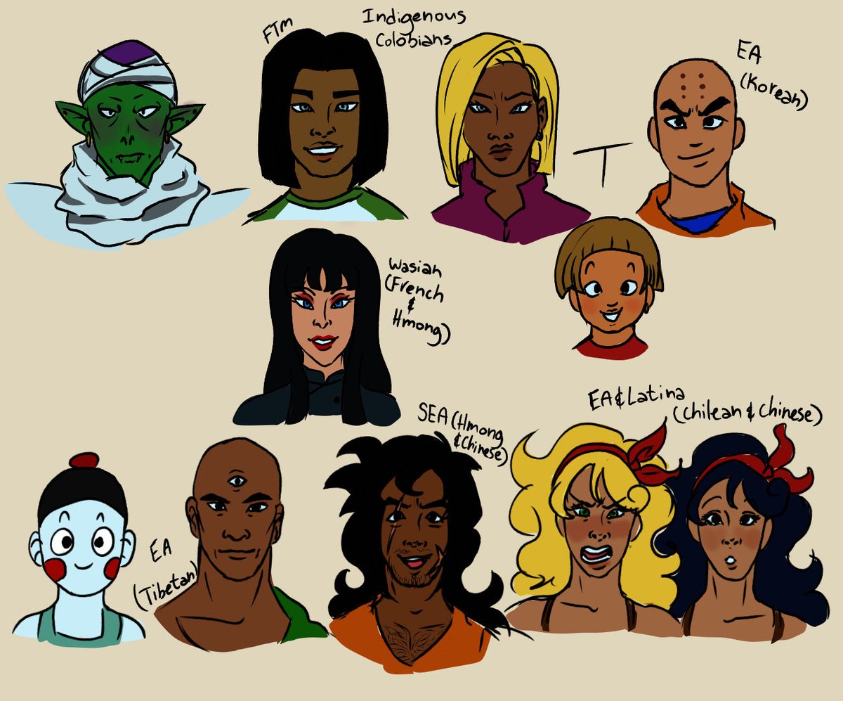 _Penzumi_'s tweet photo. RAAAAAHHHHHH

SOME NOTES:
- I draw Future Trunks with the same skin tone as present Trunks now (although he is still a bit paler at first)
- Dr. Gero, 21, and 16 are all Indian
- Goten has horns like his mama!
- Ox &amp; ChiChi are Chinese (IDK HOW I MISSED SO HARD) https://t.co/qMVWIFFTUM