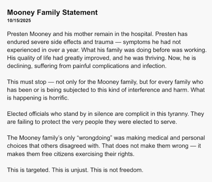 State Sponsored Medical Kidnapping in Oklahoma! 

The battle is not over. This family is still being victimized. We are asking for the immediate cessation of forced medical protocols. We need to keep pushing for this family to be released and completely exonerated. 
<a href="/oksenate/">Oklahoma State Senate</a>
