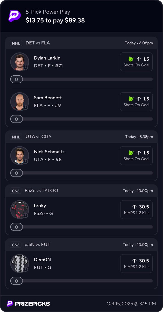 funeralwake's tweet image. Bounce back #PrizePicks #prizepicksnhl #prizepickscs2