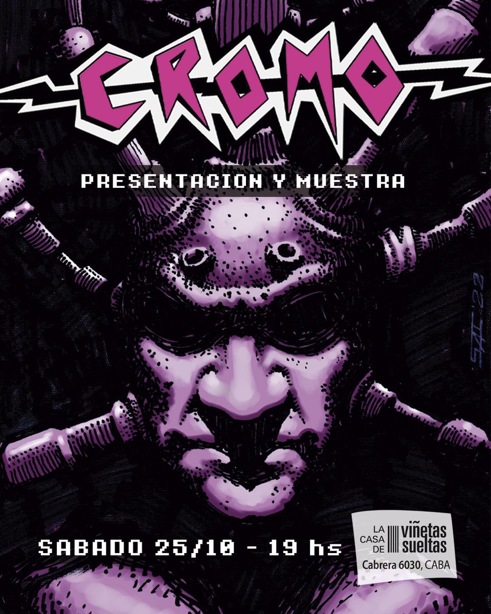 Se viene la presentación de Cromo, historietas anti corrosión mental, el sábado 25/10 a las 19 hs, podrán disfrutar de una exposición de páginas originales, bocetos y diseños, podran tomar y picar algo en la barra a precios populares, la entrada es libre y gratuita.