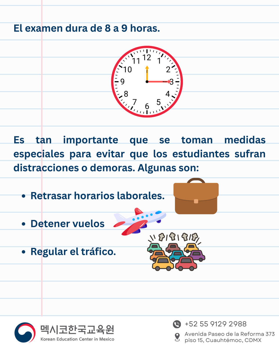 kec_mexico's tweet photo. ¿Sabías que en Corea existe un día en el que todo el país se detiene por un examen? 📚🇰🇷
Se trata del CSAT (수능), la prueba nacional que determina el ingreso a la universidad.✏️
#KECMX #StudyInKorea #CSAT #수능 #EducaciónEnCorea #VidaEstudiantilCorea https://t.co/ChiFDmFWjH