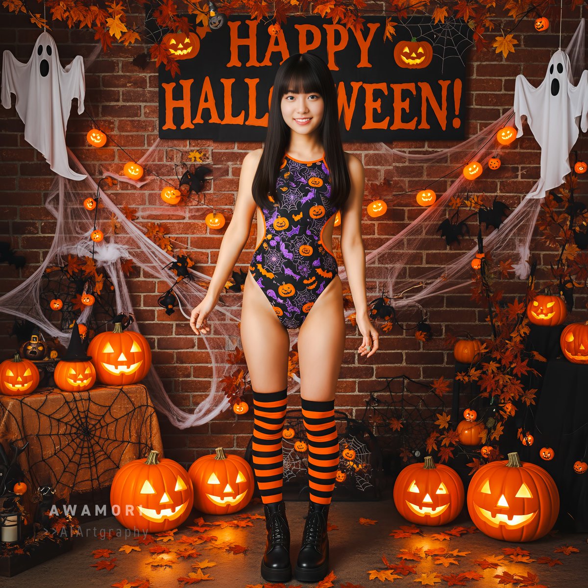 2022Awa's tweet image. 🎃
#halloween #aiportrait #aiphotography #aigravure #aigirl #photoshop #lightroom #photorealism #firefly #nanobanana #Imagen4 #4k