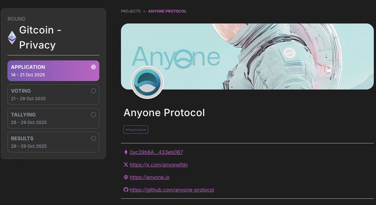 We have applied for <a href="/gitcoin/">Gitcoin</a> GG24 grant under the Privacy Domains category!

Our application focuses on our privacy SDK, which integrates with any existing app to enable anonymous routing. 

We're proud to build our privacy network and infrastructure as a public good, and applaud