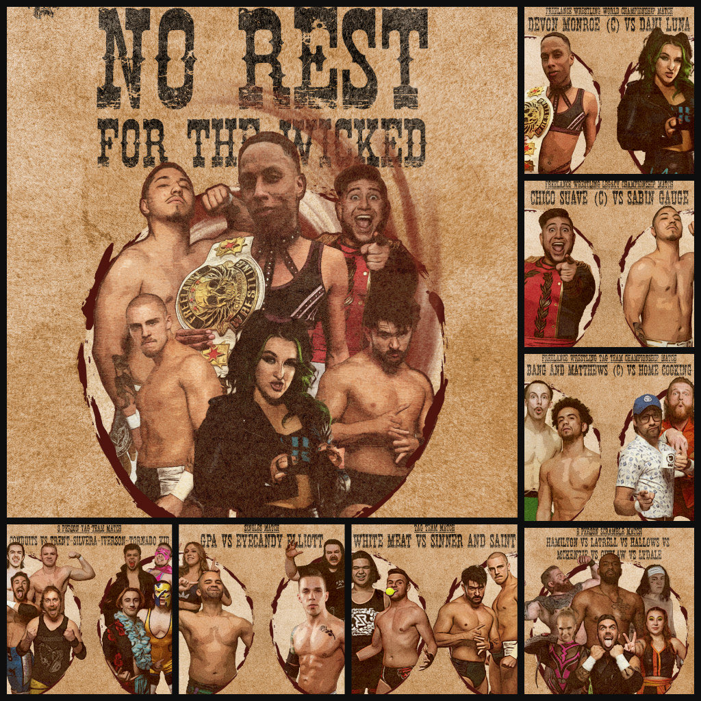 🚨THIS FRIDAY NIGHT!!!🚨
TIX:freelancewrestling.com

No Rest for the Wicked
#FreelanceWicked

Fri 10/17/25
Logan Square Auditorium  
2539 N Kedzie Blvd  
Chicago, IL 60647  

Doors: 7p
Bell: 8p

Streaming LIVE on iwtv.live!