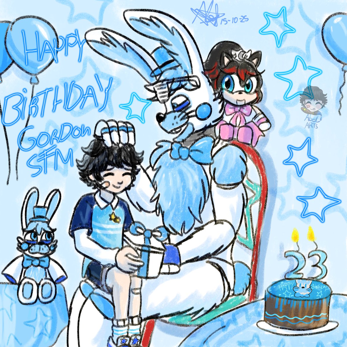 Happy birthday superstar dad Gordon🩵💙🐰🤍🎂👦🏻🩹💙🩵⭐️🔦