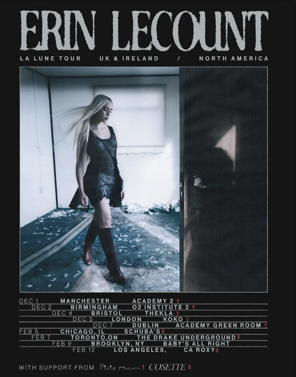 concertleaks's tweet photo. Erin LeCount has announced the La Lune Tour with North American stops in Chicago, Toronto, Brooklyn, and Los Angeles! https://t.co/lUC6jrdzM0