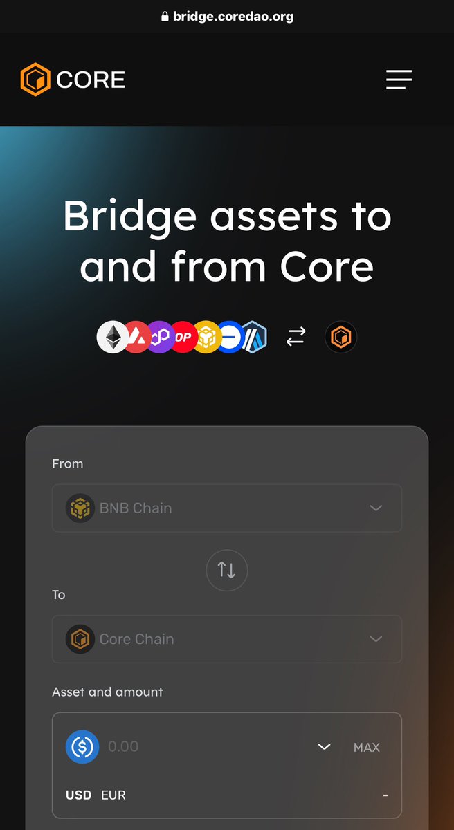 TEN__nft's tweet photo. We love easy!!! 🤩
And bridging on core just got easier!

Check out the revamped $Core Bridge  seamless asset transfers to and from @Coredao_Org. 

✅Low fees
✅fast 
✅and the UI is chef's kiss! 
✅bridge now with : https://t.co/Zo0ryafozv 
#defi https://t.co/JBk421hSUR